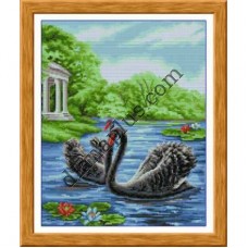 Схема для вишивання картини "Пара чорних лебедів" Ж1258	