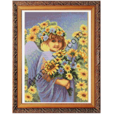 Набір для вишивання картини "Ангелик з квітами" П2811