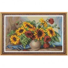 Набір для вишивання картини "Ваза з соняхами і маками" К2038