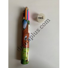 Кольорові олівці 12 кольорів в тубусі