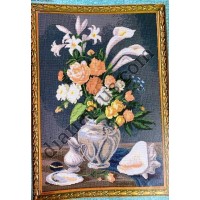 Схема для вишивання картини "Букет квітів з ракушкою"