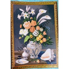 Схема для вишивання картини "Букет квітів з ракушкою"