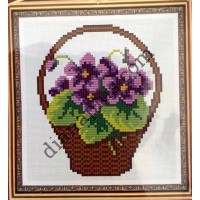 Набір для вишивання в змішаній техніці "Кошик з фіалок" Е051