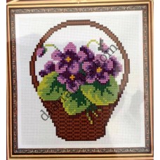 Набір для вишивання в змішаній техніці "Кошик з фіалок" Е051